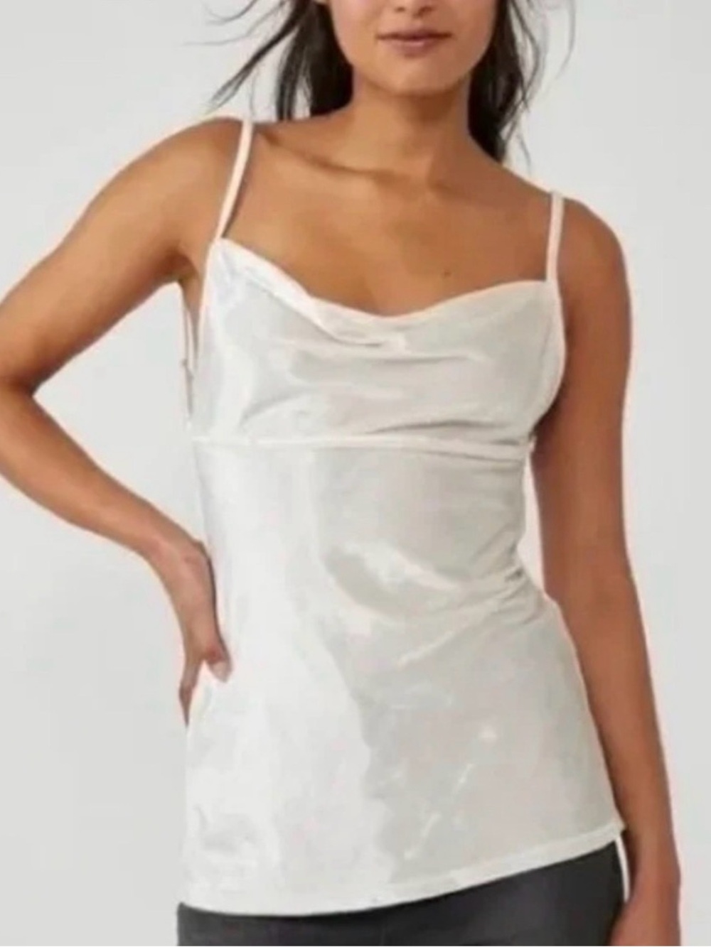 NWT Free People All Night Velvet Tunic Top Champagne XS Cowl Neck Open Back New
